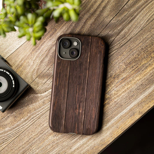 Phone Case, Fancy Dark Wood Protective Cover, Unique Wooden Phone Shell, Stylish Cellphone Holder, Tough Case, Custom Print