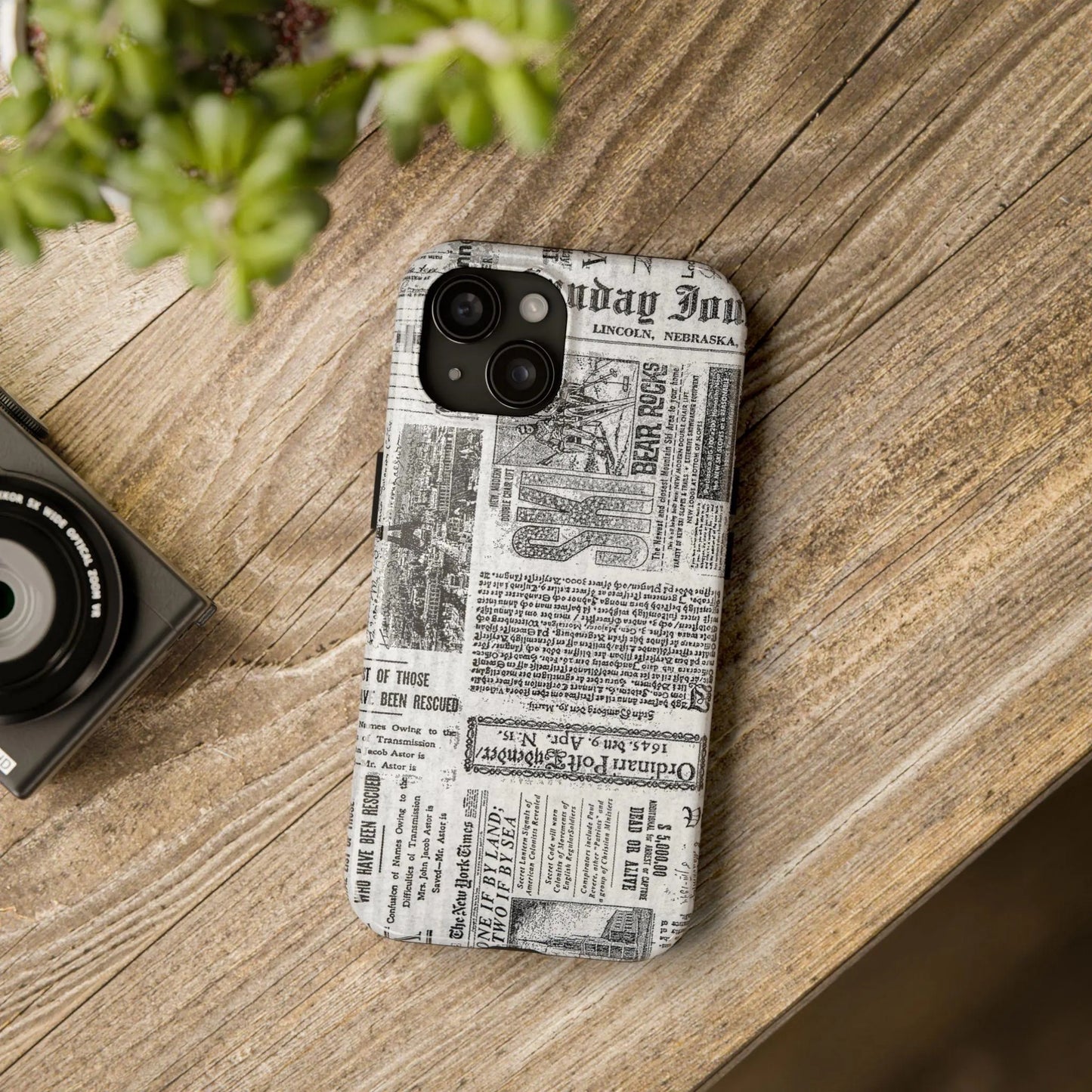 Vintage French Newspaper Tough Phone Case, Unique Phone Cover, Retro Design, Stylish Mobile Case, Newsprint Phone Protector